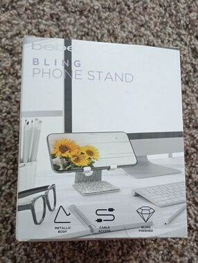 bebe Bling Phone Stand - Silver Glitter